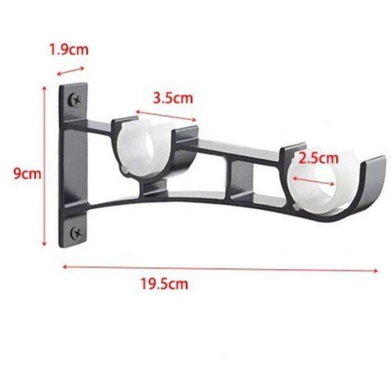 Supports Tringle à Rideaux Noirs Tokplnu - Lot De 2 En Alliage Aluminium Pour Tringles 25-30mm