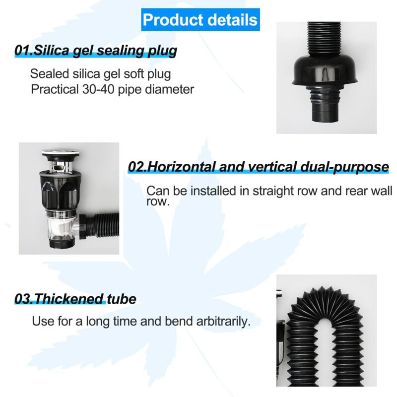 Tuyau Flexible D'Évacuation, Suite Égouttoir De Bonde De Lavabo, Siphon Lavabo, Convient Pour La Salle De Bain Et La Cuisine, Extensible De | Leroy Merlin