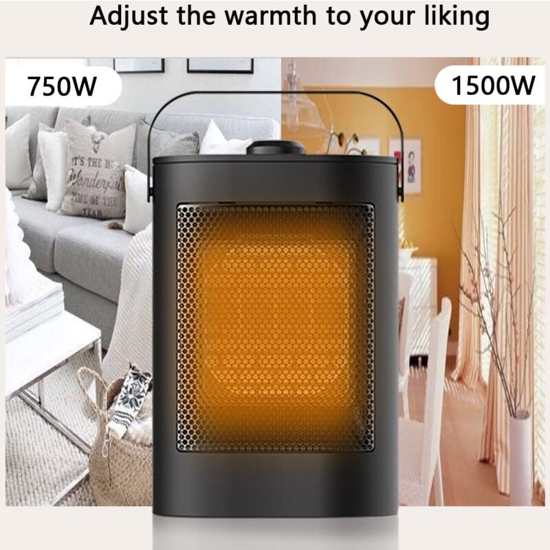 Chauffage D'Appoint Céramique 1500W - Thermostat, Minuterie 12H, Oscillation - Sécurité Enfant