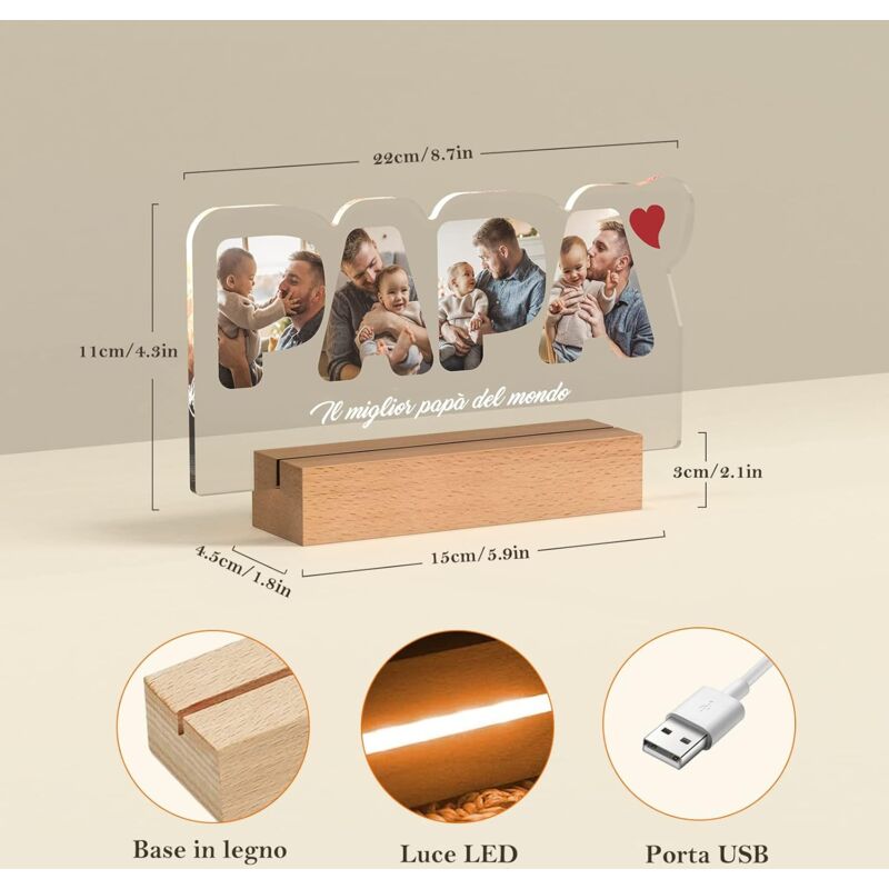 Cadre Photo Et Lampe Personnalisée Bemaystar - Avec Photo Et Texte - Cadeau Noël, Saint-Valentin, Fête Des Mères