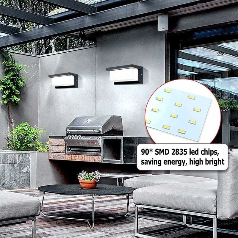 Applique Murale Extérieure Moderne Led 12W Étanche Ip65 Anthracite En Aluminium Éclairage Décoration Lumière Pour Cour Jardin Patio Près Du Chemin Du Mur 4