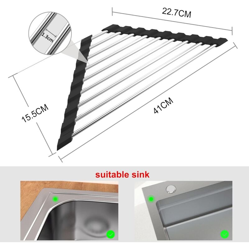 KitchenCraft Grand Égouttoir à Vaisselle Pliable En Métal (47,5 X 26,5