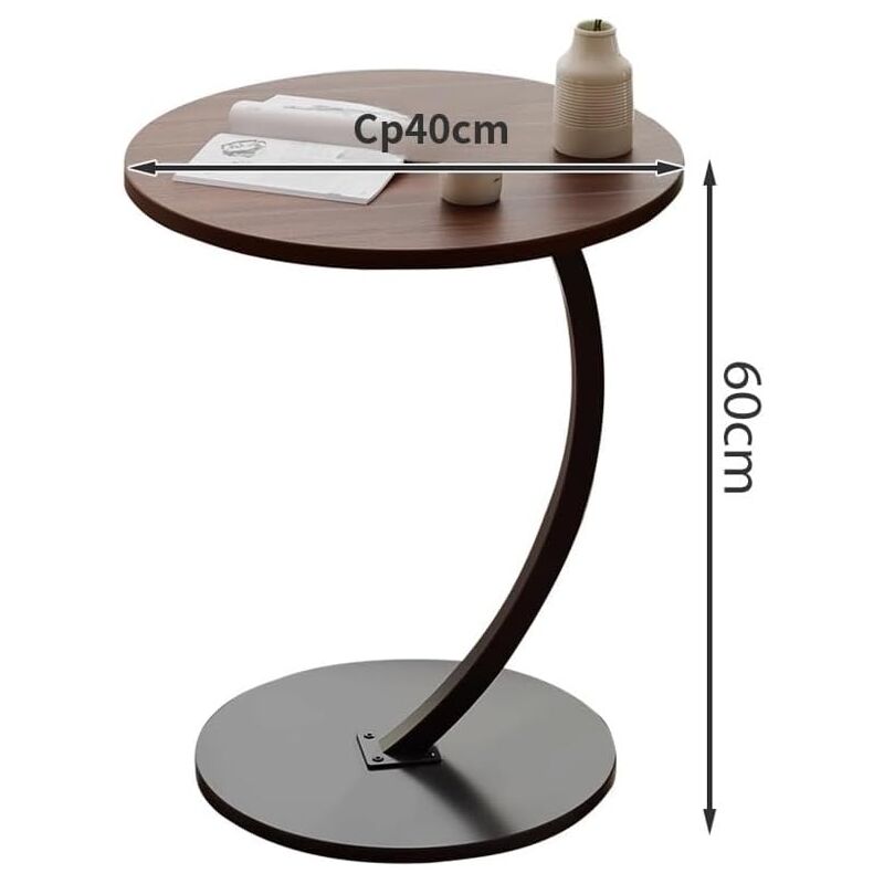 Table D'appoint Réglable En Forme De C KUKKUME - Bambou Et Métal, Hauteur 45-80cm, Plateau Pivotant