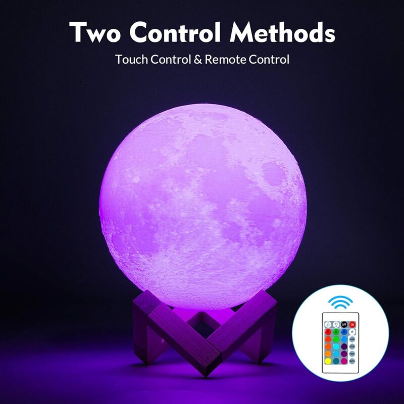 16 Couleur Lune Lampe Avec Télécommande Et Bois Togo