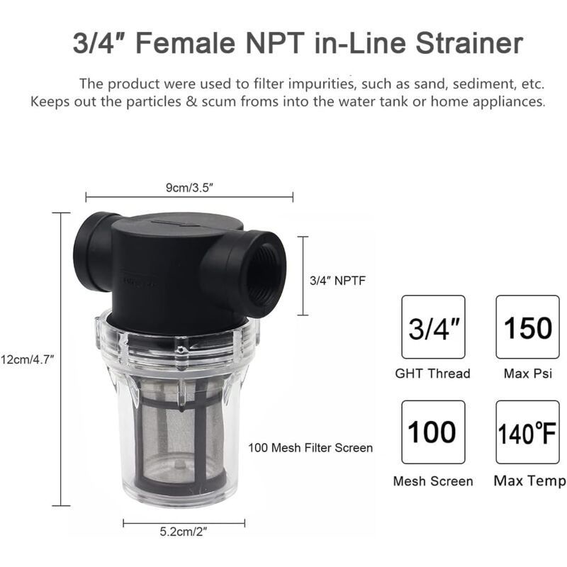 Filtre à Eau 1/2 Pouce Pour Nettoyeur Haute Pression - Protection Anti-sédiments