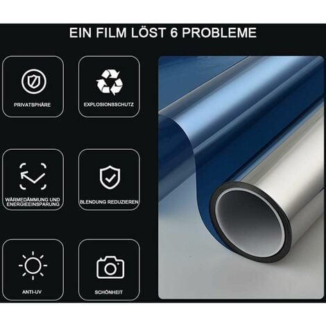 TONCHEAN Adhésif pour vitre,Film Miroir Fenêtre sans Tain Protection de Solaire FilmAnti-UV Anti Chaleur Film de Fenêtre Anti Regard 40×200cm