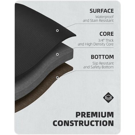 TONCHEAN Tapis de cuisine,Tapis de Cuisine Devant Évier, Tapis de Couloir en PVC Imperméable, Tapis de Passage Long Antidérapant et Résistant à l'huile (43 x 150 cm, Noir)