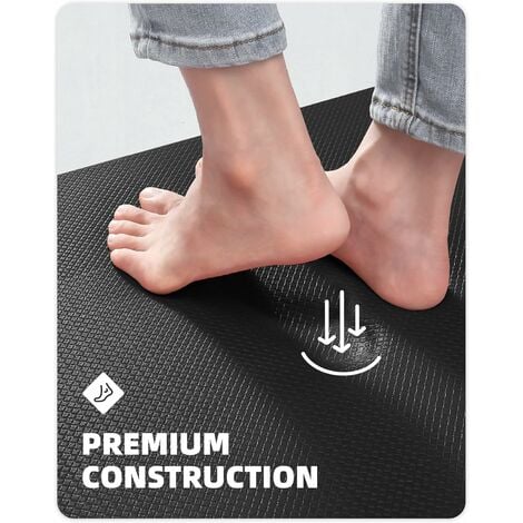 TONCHEAN Tapis de cuisine,Tapis de Cuisine Devant Évier, Tapis de Couloir en PVC Imperméable, Tapis de Passage Long Antidérapant et Résistant à l'huile (43 x 150 cm, Noir)