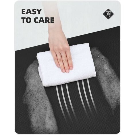 TONCHEAN Tapis de cuisine,Tapis de Cuisine Devant Évier, Tapis de Couloir en PVC Imperméable, Tapis de Passage Long Antidérapant et Résistant à l'huile (43 x 150 cm, Noir)