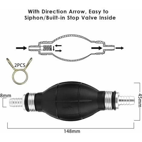 TONCHEAN Pompe manuelle,Pompe de transfert Pompe à main essence, pompe à carburant manuelle, avec de tuyau de siphon portable 2M, pompe de refoulement de carburant portable, pompe à carburant d'urgenc