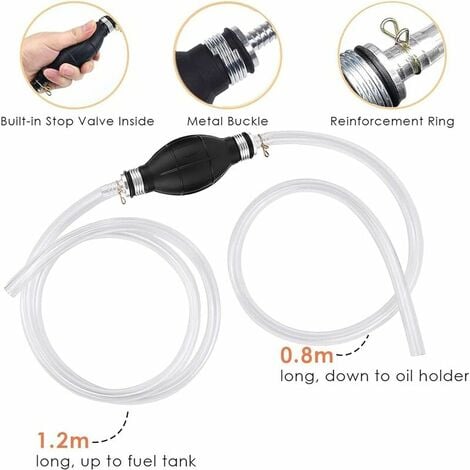 TONCHEAN Pompe manuelle,Pompe de transfert Pompe à main essence, pompe à carburant manuelle, avec de tuyau de siphon portable 2M, pompe de refoulement de carburant portable, pompe à carburant d'urgenc