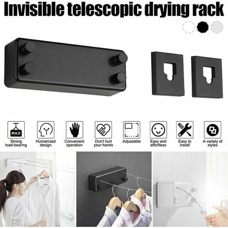 TONCHEAN Etendoir à suspendre,Corde à Linge Rétractable Exterieur 2 Fils Corde a Linge Retractable Interieur Réglable Corde Seche Linge Retractable Fil Etendoir Retractable 4.2m Fil a Linge Retractabl