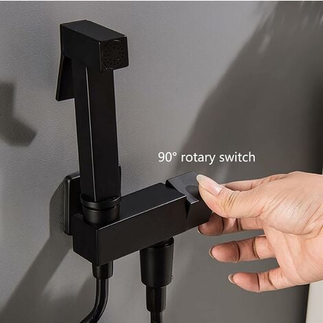 TONCHEAN Douchette pour robinet,Kit de pulvérisateur de toilettes, pulvérisateur de bidet à main en laiton noir, pulvérisateur de bidet mural, kit complet de pulvérisateur de toilettes pour le nettoya