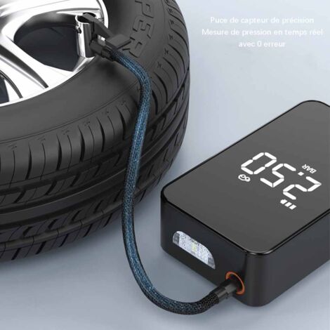 Gonfleur Pneus Viafexna 150PSI Portable - 6000mAh, Sans Fil, Avec Manomètre, Pour Voiture, Vélo, Matelas