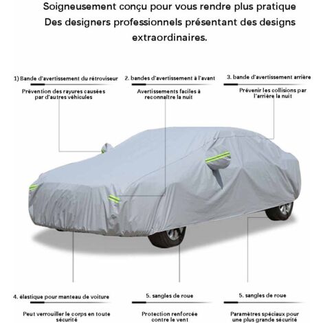 Housse de voiture extérieure 190t housse de protection imperméable à l'eau, compartiment ouvert, doublure en coton respirant, protection UV berline, poussière de neige 4.151.71.5 TONCHEAN