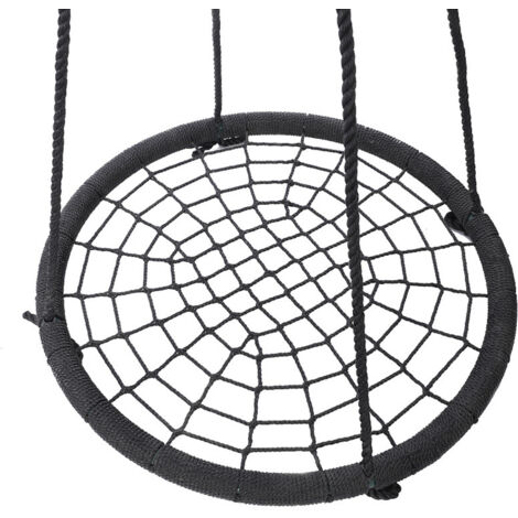 Balançoire Nid D'oiseau Rond 100 Cm - Pour Intérieur Et Extérieur - Corde Réglable, Supporte 100 Kg - Vert