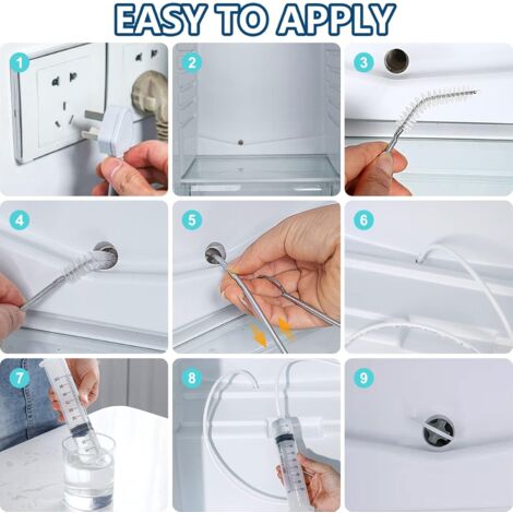 Kit De Nettoyage Pour Réfrigérateur – 5 Outils (seringue, Tube PVC 1,55 M, Grattoir, Brosse) Pour Déboucher Et Dégivrer - 7