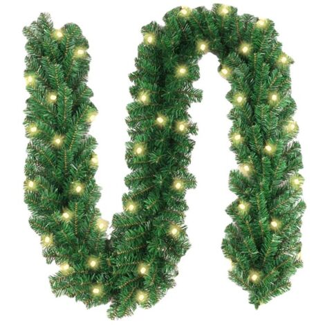 Guirlande Noël 2,7m Avec Lumières LED - Branches Sapin Réalistes + Décorations Incluses - Intérieur/extérieur