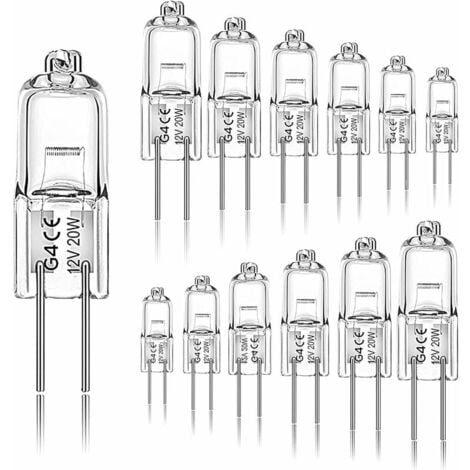 Lot de 12 Ampoules Halogènes G4 20W 12V 2800 K 2 Broches pour hotte, cuisine, salon, chambre