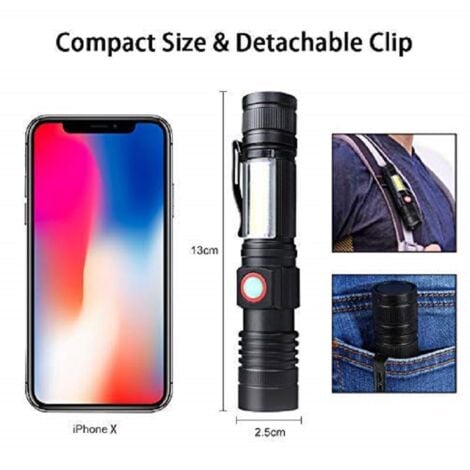 Ansyper CC Petite Lampe De Poche LED Puissante à 3 Modes, Lampe Torche Tactique Avec Clip, Lampe De Poche Compacte Pour Inspection D'urgence, Pile AAA