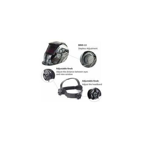 Casque de Soudure Automatique - Masque de Soudure avec 2 Lentilles et 2 Capteurs de filtre à ombre réglables DIN9-13 pour le soudage à l'arc de MIG TIG MAG [Classe énergétique A+++]