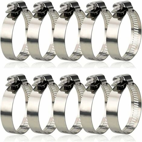 Colliers De Serrage Acier Inoxydable InduSKY - Lot De 10 Pièces Réglables 16-25mm | Pour Tuyau Eau, Gaz Ou Auto