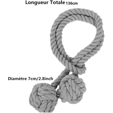 Lot De 4 Embrasses Pour Rideaux Chanvre Et Coton - Réglables Jusqu'à 24 Cm - Style Bohème - Sans Installation