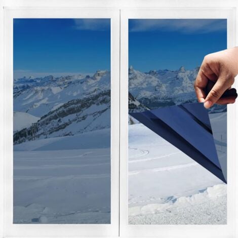 Film fenetre Anti Regard Film Miroir Fenêtre sans Tain Film Anti Chaleur Anti UV Électrostatique Protection de la Vie Privée Film Miroir pour Fenetre de Bureau Maison Magasin 45×200CM Bleu