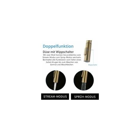 Robinet de cuisine doré brossé avec douchette extractible, robinet de cuisine pivotant à 360 °, mitigeur de cuisine, mitigeur monocommande pour évier de cuisine