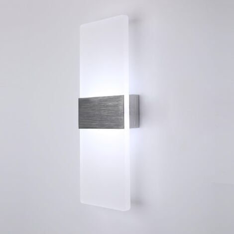 Applique Murale LED Intérieur 12W, Applique Murale Blanc Froid 6000K 750LM AC230V Applique Murale Acrylique Moderne, Applique Murale Blanche pour Salon Chambre Salle à Manger Couloir Escalier