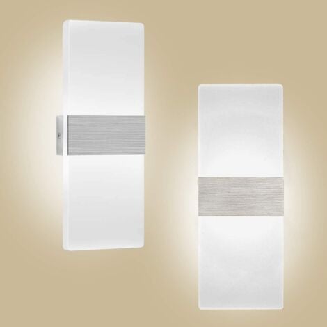 Applique Murale LED Intérieur 12W, Applique Murale Blanc Froid 6000K 750LM AC230V Applique Murale Acrylique Moderne, Applique Murale Blanche pour Salon Chambre Salle à Manger Couloir Escalier