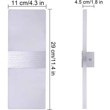 Applique Murale LED Intérieur 12W, Applique Murale Blanc Froid 6000K 750LM AC230V Applique Murale Acrylique Moderne, Applique Murale Blanche pour Salon Chambre Salle à Manger Couloir Escalier
