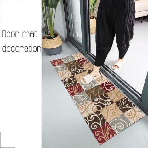 Tapis Cuisine Devant evier Tapis de Couloir Lavable antiderapant Long Absorbant Moderne Motifs Géométriques Tapis de Salon Chambre pour Les Chambres Jeunes Adulte Fille Garcon Rouge 40x60cm