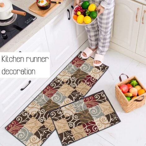 Tapis Cuisine Devant evier Tapis de Couloir Lavable antiderapant Long Absorbant Moderne Motifs Géométriques Tapis de Salon Chambre pour Les Chambres Jeunes Adulte Fille Garcon Rouge 40x60cm