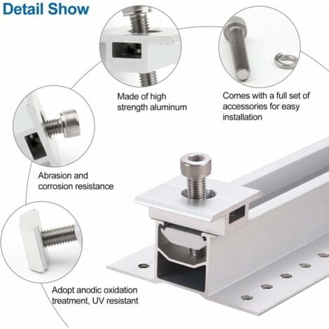 Support et fixation de panneau solaire--10 Pièces Support de Panneau Solaire en Aluminium, Bornes Centrales en Forme de T, Fixation de Panneau Solaire PV, Support de Montage Central Sur le Toit, pour 