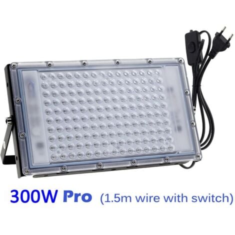 Projecteur UV LED 300W Lumière Noire IP65 Imperméable, Lampe LED Ultra-violet, Eclairage à Effet pour Aquarium, Soirée, Peinture Fluo, affiche fluorescente, Néon, Bar, Fête