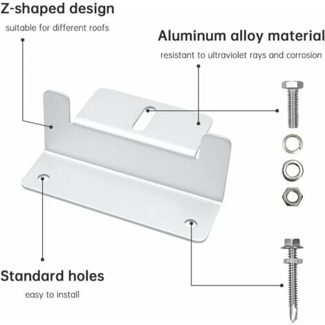 Support et fixation de panneau solaire,4 Pièces Panneaux Solaires en Z Supports pour Montage Panneau Solaire, Support Z avec écrous et Vis pour Camping-car