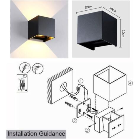 Applique murale LED 12 W moderne 3000 K réglable avec angle de faisceau, étanche IP65, montage en aluminium, applique murale LED pour couloir, salon, chambre à coucher, jardin (blanc chaud faisceau )