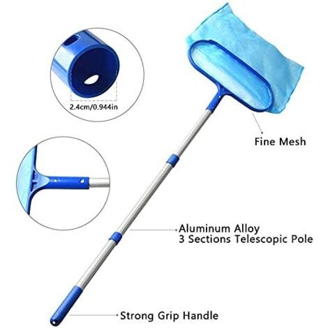 Épuisette De Surface Télescopique 150 Cm – Filet Fin Pour Piscine, Étang, Spa – 5 Sections Aluminium, Nettoyage Feuilles Et Débris
