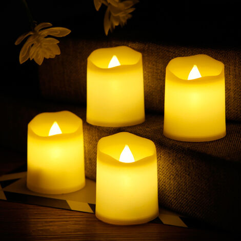 Bougies LED à flamme vacillante, alimentées par piles, réalistes et non parfumées, pour les fêtes de mariage, les anniversaires, Halloween, Noël