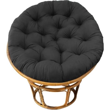 Coussin de Chaise - Coton Épais Doux Rembourré Sol Siège Standard 60cm Chaise Ronde Balançoire Chaise Patio Den Collège Dortoir - Noir