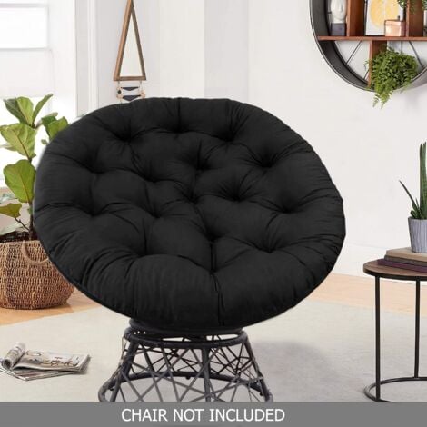 Coussin de Chaise - Coton Épais Doux Rembourré Sol Siège Standard 60cm Chaise Ronde Balançoire Chaise Patio Den Collège Dortoir - Noir
