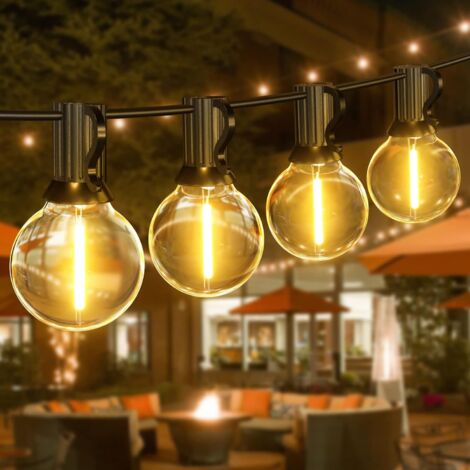 Guirlande Guinguette Extérieure 15M/50FT, Guirlande Lumineuse Exterieur avec 30+1 LED Ampoules Guirlande Guinguette Imperméable E12 pour Eté Jardin Patio Terrasse Fête Mariage Pergola