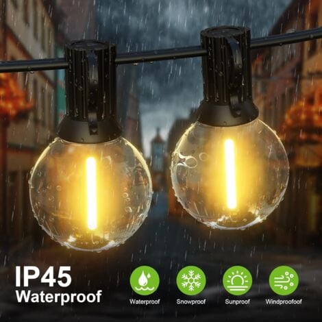 Guirlande Guinguette Extérieure 15M/50FT, Guirlande Lumineuse Exterieur avec 30+1 LED Ampoules Guirlande Guinguette Imperméable E12 pour Eté Jardin Patio Terrasse Fête Mariage Pergola