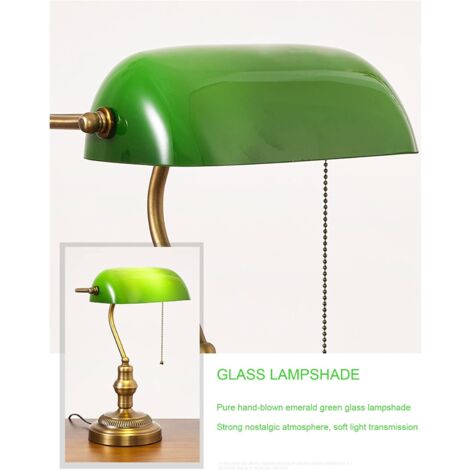 Lampe à poser, Lampe de banquier ancienne Vert