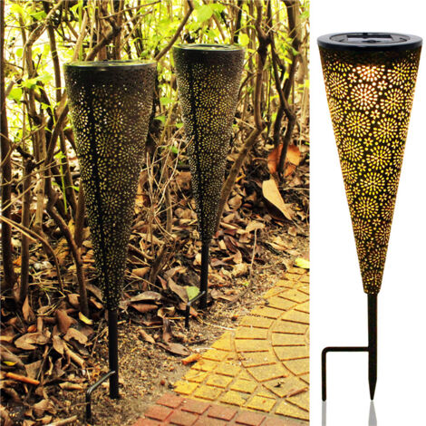 Lampe Solaire Jardin 2 Piècfr, IP65 étanche Lampe Solaire Exterieur Decorative, Lampe Solaire Exterieur Jardin pour Chemins Allée Terrasse Pelouse [Classe énergétique A++]
