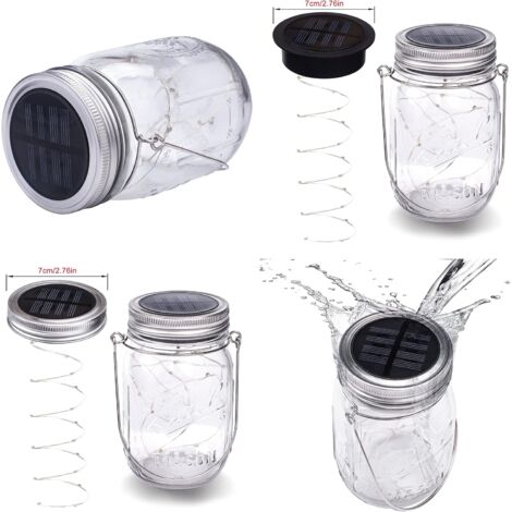 3 Pièces Lanternes Solaire Exterieur - 30LED Lampe Solaire Exterieur Jardin, IP65 Imperméable Lanterne Exterieur, Mason Jar Lampe Solaire Suspendues pour Jardin Arbre Terrasse Décoration(Blanc chaud)