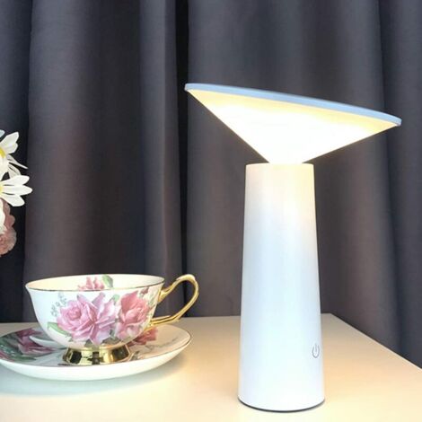 LED Lampe de Table Sans Fil, USB Lampe de Bureau Rechargeable, Lampe de Chevet Tactile Dimmable Sans Câble, 3 Couleurs, Pour Intérieur/Extérieur, Restaurant, Bar, IP54, Blanc