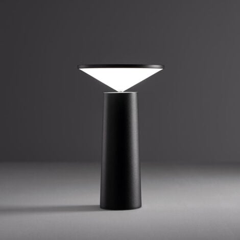 LED Lampe de Table Sans Fil, USB Lampe de Bureau Rechargeable, Lampe de Chevet Tactile Dimmable Sans Câble, 3 Couleurs, Pour Intérieur/Extérieur, Restaurant, Bar, IP54, noir