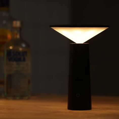 LED Lampe de Table Sans Fil, USB Lampe de Bureau Rechargeable, Lampe de Chevet Tactile Dimmable Sans Câble, 3 Couleurs, Pour Intérieur/Extérieur, Restaurant, Bar, IP54, noir